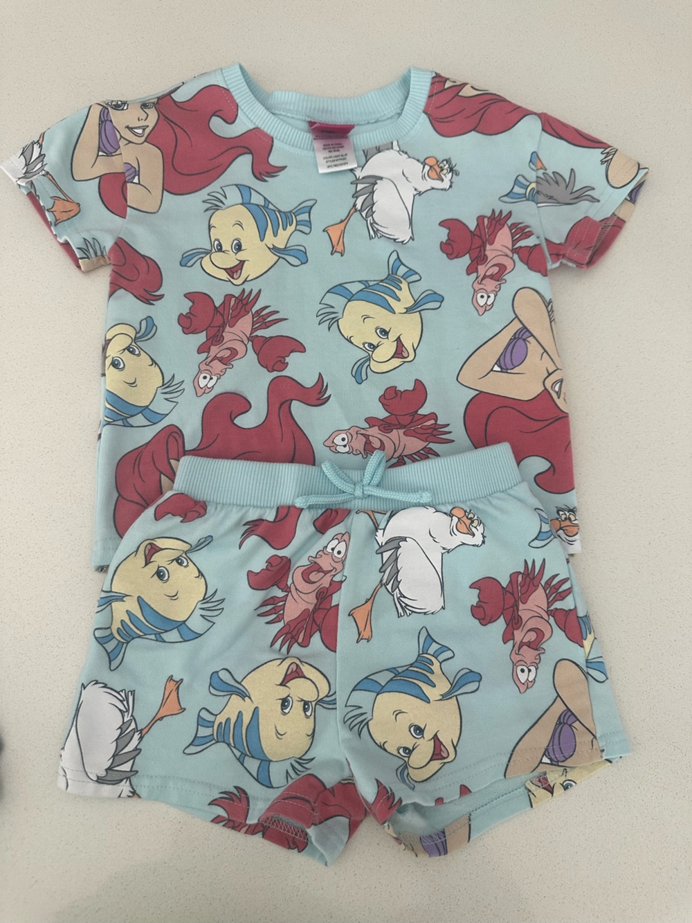 Disney The Little Mermaid Short Sleeve Set in Light Blue & Red